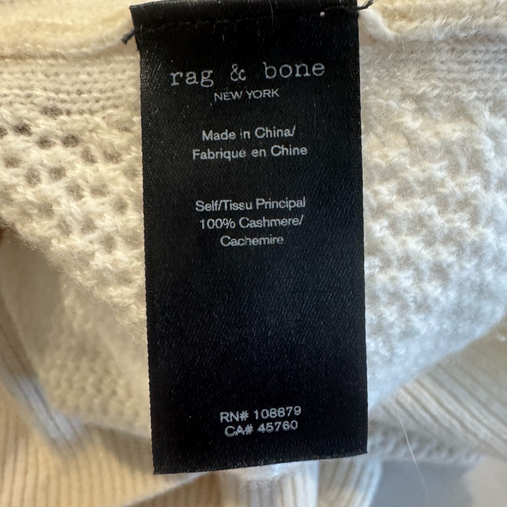 Rag & Bone Elegant Cream V-Neck Women's cashmere Sweater S/P - Picture 6 of 7